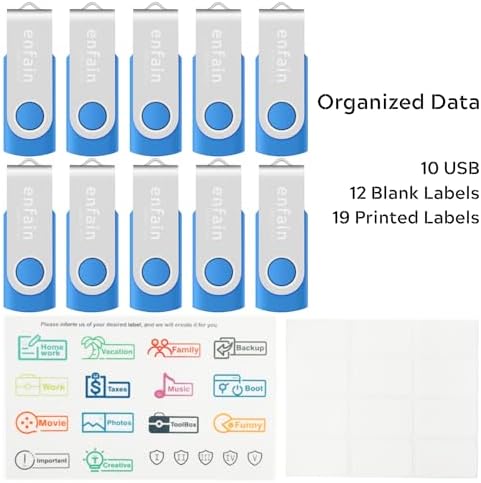 Enfain 10-Pack Red USB Flash Drives 16 GB – High-Speed USB 2.0 Memory Sticks with LED Indicator & 12 Labels for Easy Organization – Reliable & Portable Data Storage Solution for Professionals and Students