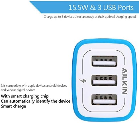 High-Speed 3-Pack Multi-Port Wall Charger – 3.1 A USB Adapter for i Phone 15/14/13/12/11 Pro Max, Samsung Note 20/S22/S21/S20, Kindle Fire – Fast, Safe, and Universal Charging Solution for All USB Devices