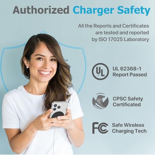 Magnetic Wireless Charger – 15 W Fast Charging Pad for i Phone 12/13/14/15/16 & Air Pods – Sleek Blue Design with USB-C Cable & USB-A Converter – Effortless Magnetic Alignment & Compact Portability for Ultimate Convenience