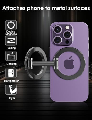 Magnetic Phone Stand, Compatible with MagSafe Phone Stand Holder for Desk, Multi-Functional Foldable, Double-Sided Magnetic Cell Phone Stand, for iPhone 16 15 14 13 12 Magsafe Case – Enhanced Compatibility and Speed