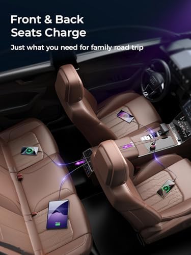 90 W 4-Port USB C Car Charger for i Phone 16/15/14/13/12 Pro Max – Fast Family Travel Charging Solution – Sleek Pink Cigarette Lighter Adapter for Multiple Devices – Ultimate On-the-Go Power for Road Trips and Adventures