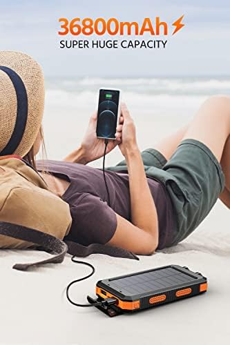 Ultimate 36,800 m Ah Solar-Powered Waterproof Charger – Dual QC 3.0 Fast Charging Power Bank with Built-in Flashlight for Smartphones and Electronics – Reliable Outdoor Companion in Deep Orange – Unmatched Durability for Travel, Camping, and Emergency Use – Enhanced Device Compatibility and Performance