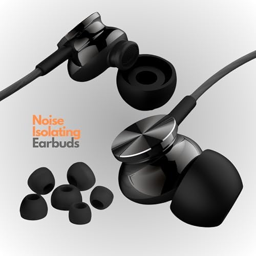 Betron BS10 Wired Earphones – In-Ear Noise Isolating Headphones with Built-In Microphone & Volume Control, 12 mm Drivers for Deep Bass, Ergonomic Design for Ultimate Comfort, Enhanced Compatibility with All Devices