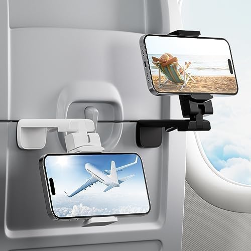 2 Pack Klearlook Universal Airplane Phone Holder – 360° Rotating Airplane Phone Mount for Travel, Desk & Flight Use | Handsfree Adjustable Phone Stand | Travel Essentials Accessories – Enhanced Compatibility and Speed