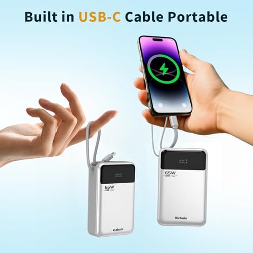 Hichain 65 W PD 20000 m Ah Fast Charging Power Bank – High-Capacity Portable Laptop Charger with Triple USB-C Ports for Mac Book, i Phone 16/15, Samsung & Android Devices – Sleek Gray Design for Effortless Travel Power Solutions