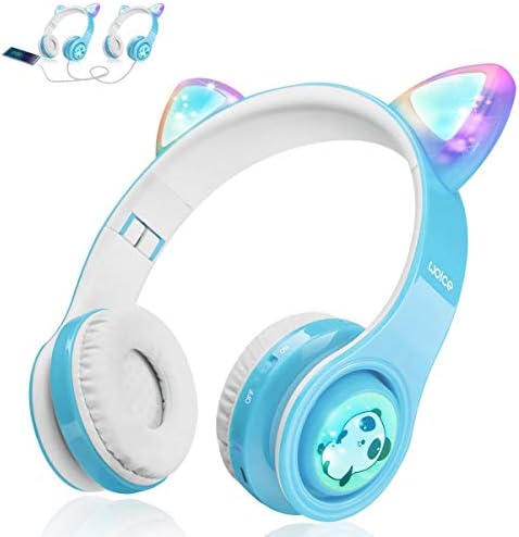 Vibrant Purple Wireless Bluetooth Headphones for Kids with LED Lights – Safe 85 d B Volume Control, Music Sharing Fun, and Long Battery Life – Perfect Over-Ear Headphones for Boys and Girls to Enjoy Music and Learning on the Go