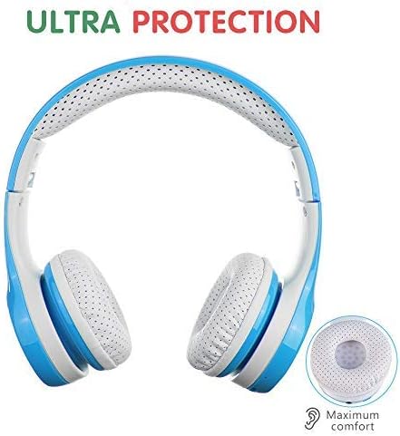Light Blue Kids Bluetooth Headphones – Safe 93 d B Volume Limitation for Ear Protection – Foldable & Travel-Friendly Design – Built-in Microphone for Hands-Free Calls – Comfortable Wireless Headphones for Toddlers and Children – Perfect for School, Home, and Fun Activities