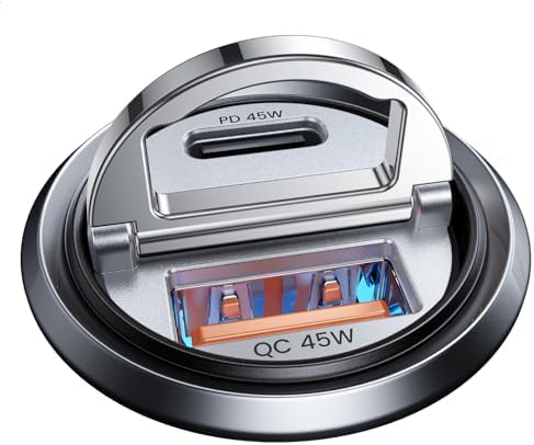 MRGLAS 90 W USB C Car Charger – Rapid PD45 W & QC3.0 Dual Port Adapter for i Phone 16 Pro Max & Samsung S25 – Stylish Purple Fast Charging Solution for On-the-Go Power Needs – Compact & Reliable Cigarette Lighter Charger for Busy Lifestyles