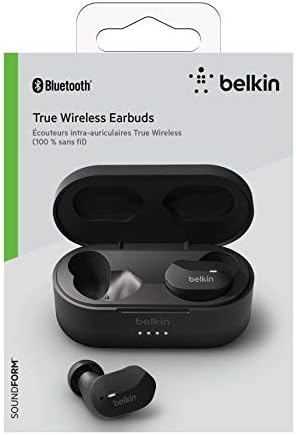 Belkin Sound Form True Wireless Earbuds – Premium Bluetooth 5.0 Headphones with Touch Controls & IPX5 Water Resistance for i Phone 14 & Galaxy S23 – Effortless Hands-Free Calling & Compact Charging Case – Stylish White Design for Active Lifestyles