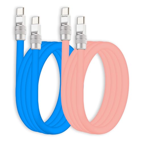 Ultra-Durable Chubbycable Couple 2-Pack: High-Speed 240 W Silicone Charging Cables for i Phone 16/15, i Pads & Galaxy Devices – Flexible 4.9 FT Length in Stylish Dark Blue & Orange for Optimal Performance and Reliability