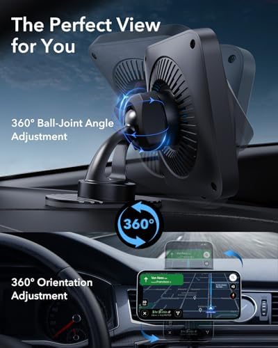Revolutionize Your Drive with the ESR 15 W Mag Safe Car Mount Charger – Fast Wireless Charging for i Phone 12-16, Featuring Cryo Boost for Optimal Cooling, Apple-Certified Magnetic Phone Charger for Effortless Compatibility and Enhanced Performance on the Go