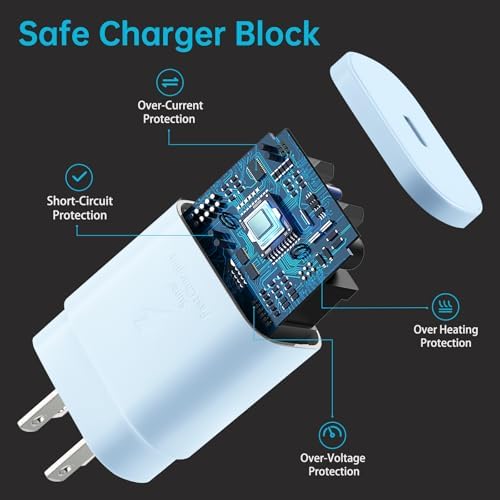 Auorld 30 W USB-C Fast Charger with 10 FT Cable – High-Performance Rapid Charging for i Phone 15/16, i Pad, Samsung Galaxy & Google Pixel – Stylish Purple Design for Maximum Flexibility and Compatibility on the Go