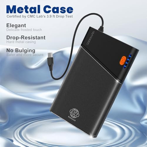 Sleek 5000 m Ah Pink Portable Power Bank with Integrated USB-C Fast Charger – Ultra-Compact Mini Battery Pack for i Phone 16/15/14 & Samsung S24 – Lightweight Design with Handy Lanyard for Effortless Travel Charging