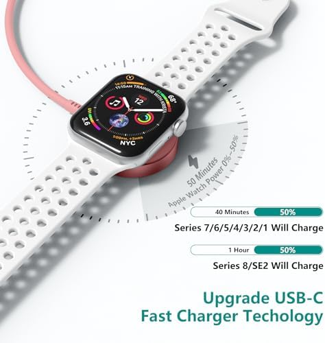 Revolutionary 2-in-1 Magnetic USB-C Charger for Apple Watch & i Phone – 3 ft Fast Charging Cable for Series Ultra/9/8/7/6/SE/SE2/5 & i Phone 14/13/12/11 Pro/Pro Max – Ultimate Convenience, Enhanced Compatibility, and Robust Durability for Modern Tech Users