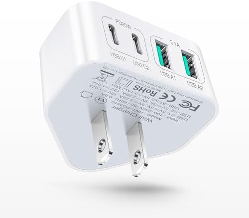 40 W 4-Port USB C Fast Charger Block – Superior Multi-Device Power Delivery Adapter for i Phone 16/15 Plus, Samsung Smartphones & Tablets – Compact Wall Charger for Efficient Rapid Charging & Universal Device Compatibility