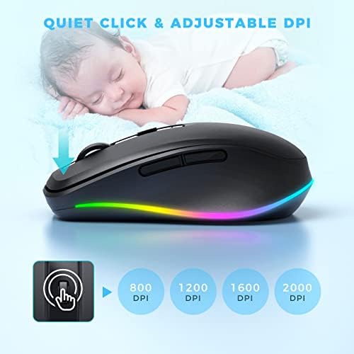 PEIOUS Rechargeable Wireless Mouse with LED – Innovative Jiggler Technology to Keep Your Computer Awake – Sleek Black Design for Optimal Comfort and Productivity