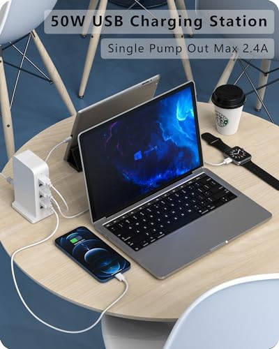 Revolutionary 6-Port USB C Charging Hub – High-Speed Multi-Device Power Station for i Phone 15/14/13/12, i Pad, Samsung Galaxy, and Google Pixel – Compact Travel Charger with Advanced Safety Features – Ultimate Solution for Efficient Charging at Home, Office, and On-the-Go