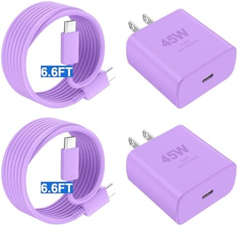 45 W USB-C Super Fast Charger for i Phone 16 & Galaxy Devices – Includes 6.6 FT Type-C Cable for Flexible Power Solutions – Compact & Portable Design for On-the-Go Charging – Advanced Safety Features for Device Protection – Ideal for Rapid Power Demands and Enhanced Device Longevity