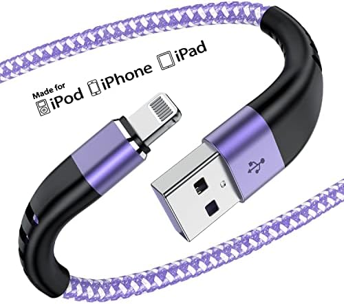 Essri 10 FT Nylon Braided i Phone Charger Cord 2-Pack – Fast Charging Lightning Cable for i Phone 14, 13, 12, 11, X, XS, XR, and 15 – Durable Blue 10 Foot Charging Solution for Ultimate Convenience and Style