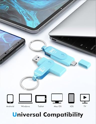 MOSDART 256 GB USB 3.1 Dual Flash Drive – Lightning-Fast Data Transfer for i Phone 15/16, Android, i Pad & Mac Book – Versatile USB-C & A Compatibility – Portable Keychain Design with LED Status Indicator