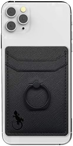 Gecko Universal Phone Ring Wallet – 360° Swivel Grip with Strong Adhesive for Credit Cards and Cash – Enhanced Stability and Comfort for Selfies, Videos, and Everyday Use – Compatible with All Cell Phone Models – Durable, Magnetic Mount Ready – Gray Finish – 90-Day Satisfaction Guarantee