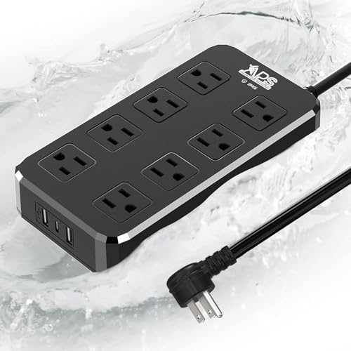 Weatherproof Outdoor Power Strip with 8 Wide Outlets & 3 USB Charging Ports – 6 FT Heavy-Duty Extension Cord, 1875 W Surge Protection, ETL Listed for Safe and Reliable Use in Any Weather – Perfect for Holiday Lights and Garden Tools
