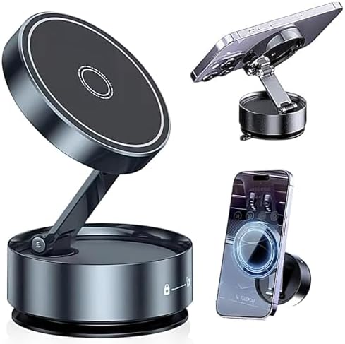 Vacuum Magnetic Phone Stand,Foldable Vacuum Magnetic Phone Holder, 360°Adjustable Vacuum Suction Cup,car Accessories,for All Phones car Screen,Mirror, iPhone Car Mount – Enhanced Compatibility and Speed