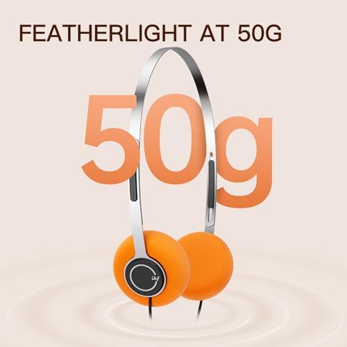 Y3 Retro Wired Headphones – Nostalgic 80 s & 90 s Style Headset with Adjustable Headband, Lightweight Comfort, and Universal 3.5 mm Jack Compatibility – Immerse in Classic Audio with Unique Replaceable Orange Ear Pads for Enhanced Comfort and Fashion