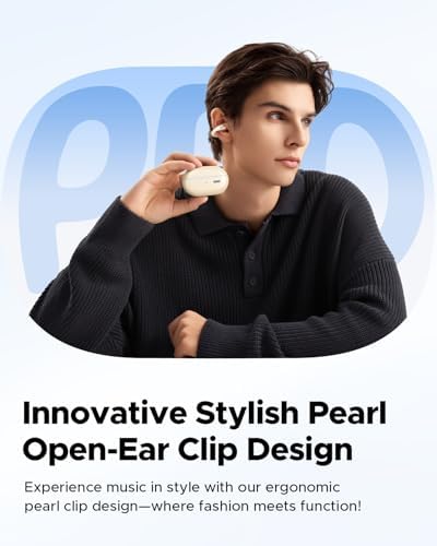 Elevate Your Active Lifestyle with Sound PEATS Pearl Clip Pro Open Ear Wireless Earbuds – Advanced Bluetooth 5.4 Technology, IPX5 Waterproof Rating, All-Day 24-Hour Playtime, and Integrated Microphone for Effortless Communication – Ideal for Fitness Enthusiasts, Runners, and Cyclists Who Value Safety and Superior Sound Quality