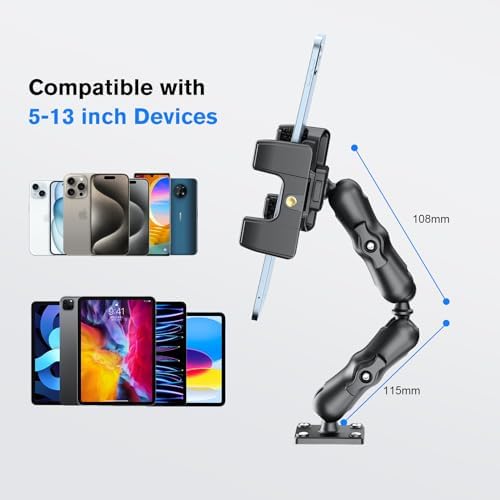 OHLPRO Heavy-Duty Truck Tablet Holder – Secure Adjustable Mount for 5″-13″ Devices like i Pad Pro, Samsung Galaxy & Kindle Fire – Ultimate Dashboard Solution for Enhanced Mobility, Versatility, and Professional Use