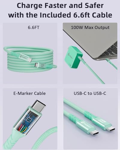 Ultimate PAEBAI+ 100 W USB-C Ga N Fast Charger: Compact, Foldable Wall Adapter for Mac Book Pro, i Phone 15/16, and Diverse USB-C Devices – 6.6 ft Durable Type-C Cable for Rapid Charging – Unmatched Versatility and Safety Features for Efficient On-the-Go Power Solutions