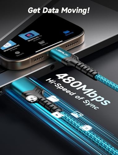 JSAUX 10 ft USB C Cable 2-Pack – High-Speed Charging & Data Transfer for i Phone 16 Series, Samsung Galaxy S20/S10/S9 & Note 20 – Durable Nylon Braided Design for Ultimate Reliability – Perfect for Home, Office & On-the-Go Use – Enhanced Compatibility with USB 3.1 Technology – Sleek Black Finish for Professional Aesthetics