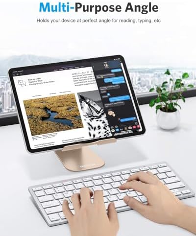 Ergonomic Adjustable Aluminum Tablet Stand – Versatile Cradle for i Pad & Samsung with Multi-Angle Viewing – Perfect for Enhanced Comfort and Productivity at Home, Office, or On-the-Go – Durable, Lightweight Design for All Tablets Up to 13 Inches