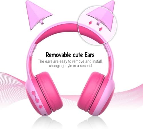 Gorsun Kids’ Purple Cat Ear Bluetooth Headphones – Safe Over-Ear Wireless Headset with 85 d B Volume Limiting, 40-Hour Battery Life, Built-in Microphone, and Bluetooth 5.3 for Toddlers and Young Children – Ideal for Music, Learning, and Playtime Adventures