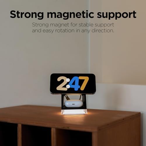 mooas Crystal Lamp 3-in-1 Mag-Safe Wireless Charging Station – Elegant Black Design with Dual-Color Nightlight, Fast Charging for i Phone 12-15 & Galaxy S21-S24, All-in-One Charger for Apple & Galaxy Watches – Enhance Your Space & Stay Powered Up