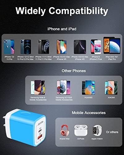 20 W Dual-Port USB-C Wall Charger – Fast Charging Power Adapter for i Phone, Samsung Galaxy, Google Pixel, and More – Compact & Reliable Power Delivery for Simultaneous Device Charging – Essential Tech Accessory for Home & Travel