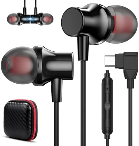 COOYA USB C Wired Earbuds: Advanced Noise-Canceling Earphones with Deep Magnetic Bass for Samsung Galaxy S25 Ultra & i Phone 16 Pro – Ergonomic In-Ear Fit with Right-Angle Connector for Unmatched Comfort and Universal Device Compatibility