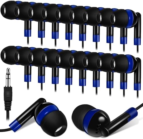 Kanayu 100-Pack Classroom Wired Earbuds – High-Quality Red Headphones with 3.5 mm Jack for Enhanced Learning Experiences, Individually Packaged for Hygiene and Easy Distribution, Ideal for Focused Listening in Libraries and Classrooms, Distraction-Free Design Without Microphone