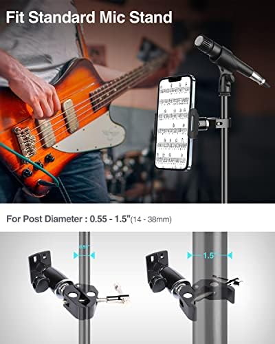 elitehood 360 Swivel Tilt Phone Holder and Mount, Adjustable for Music Boom Mic and All iPhone, Android Cell Phone – Enhanced Compatibility and Speed