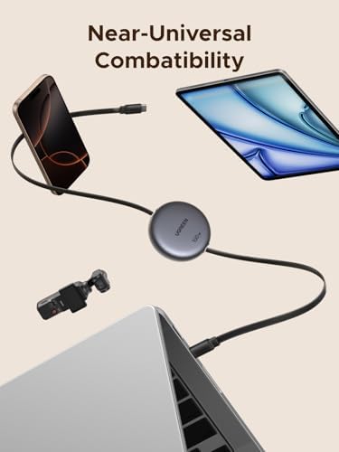 UGREEN 100 W Retractable USB C Charger Cable – High-Speed Type C Cord for i Phone 16/15/14, Mac Book Pro/Air, Galaxy S25/S24/S23, i Pad Pro/Air, Pixel 9/8, Switch & Air Pods – 3.3 FT Durable Design for Ultimate Portability and Efficiency