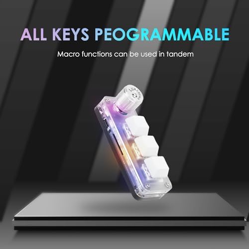 Revolutionize Your Gaming Setup with the Ultimate 3-Key Macro Pad – Programmable Mini Mechanical Keyboard with RGB Backlighting, Ergonomic Knob, and Type-C Connectivity for Enhanced Productivity and Precision in Gaming and Work Tasks