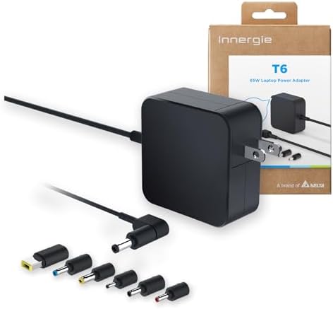Universal Innergie 65 W Laptop Charger – High-Performance Power Adapter for Acer, Lenovo, ASUS, HP, MSI, & Windows Notebooks – Durable 2.3 m Built-in Cable with Customizable Tips – UL & IEC 62368-1 Certified for Enhanced Safety and Efficiency – Eco-Friendly Energy Conversion at 91% – Backed by Delta Electronics for Reliability and Innovation