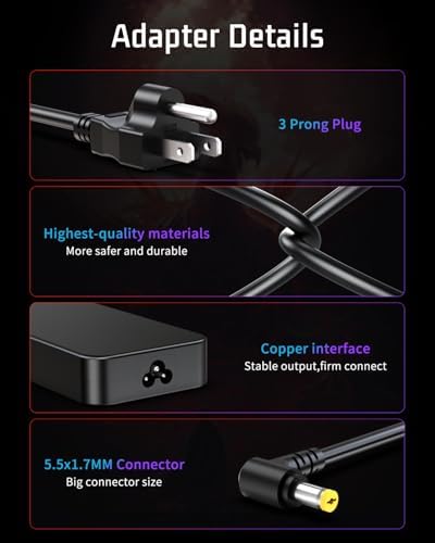 Ultra-Slim 135 W Charger for Acer Nitro 5 Gaming Laptops – Fast, Safe Charging with 10 ft Cable – Perfect Fit for AN515 Series Models – Reliable Power Supply with Overcurrent & Overheating Protection – 24/7 Support & 2-Year Warranty Included