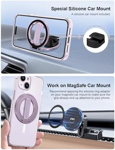 EWA Mag One Ultra Phone Grip Stand – Advanced Elastic Finger Loop & Magnetic Kickstand Holder for i Phone 16, 15, 14, 13 Pro/Max/Plus – Optimal Hands-Free Viewing & Superior Grip Stability – Sleek Black Design for Everyday Convenience