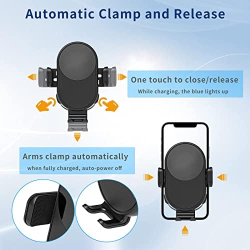 SUPERNIGHT 15 W Qi Wireless Car Charger with Auto-Clamping Phone Holder – Fast, Secure Charging for i Phone, Samsung, Huawei & One Plus – Versatile Mounting for Dashboard and Air Vent – Ultimate Convenience for Hands-Free Driving