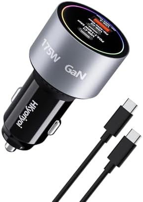 175 W Ultra-Fast Car Charger Adapter – Multi-Device Super Charging Hub for i Phone 16/15/14 Max, Samsung Galaxy S24/23/22, i Pad, Mac Book Pro/Air, and USB-C Laptops – Advanced PD3.1, 140 W Power Delivery, and Intelligent PPS Technology for Rapid Charging on the Go