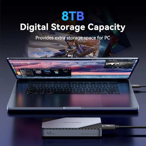 VENTION 40 Gbps High-Speed M.2 NVMe SSD Enclosure with Cooling Fan – Premium Aluminum Case for Maximum Performance and Compatibility with Thunderbolt 3/4, USB4, and UASP Support – Ideal for Gamers, Content Creators, and Professionals on the Go
