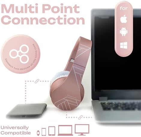 Experience the Ultimate in Comfort and Sound with Power Locus Stylish Purple & White Wireless Over-Ear Headphones – Hi-Fi Stereo Quality, Foldable Design for Travel, 12-Hour Battery Life, and Built-In Microphone for Hands-Free Calls – Perfectly Compatible with i Phone, Samsung, and LG Devices