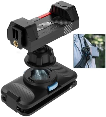 Innovative 360° Magnetic Backpack Strap Clip Mount for Effortless Smartphone Access – Ideal for i Phone 15 Pro Max, 15 Plus, 14, 13, 12, Samsung, and Most Devices – Unmatched Durability and Versatile Viewing Angles for Outdoor Adventures – Quick Clip Mechanism for Seamless Use