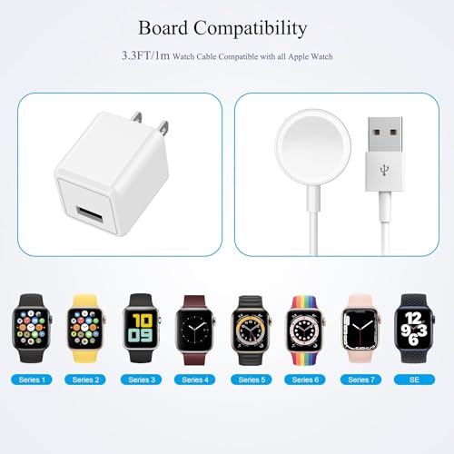 Apple Certified 2-in-1 Magnetic Charger for i Phone and Apple Watch – 6.6 FT Travel Charging Cable with USB Wall Block for Enhanced Speed and Compatibility with i Phone 14/13/12/11/Pro/Max and Apple Watch Series 9/8/7/6/SE/5/4/3/2/1 – Dual Device Charging Solution for Modern Lifestyles